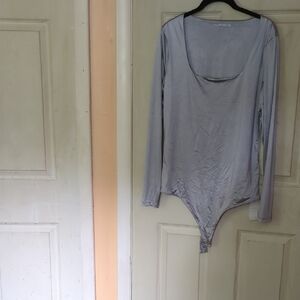 NWT Abercrombie & Fitch XL Ultra Shiny Silver Liquid Bodysuit